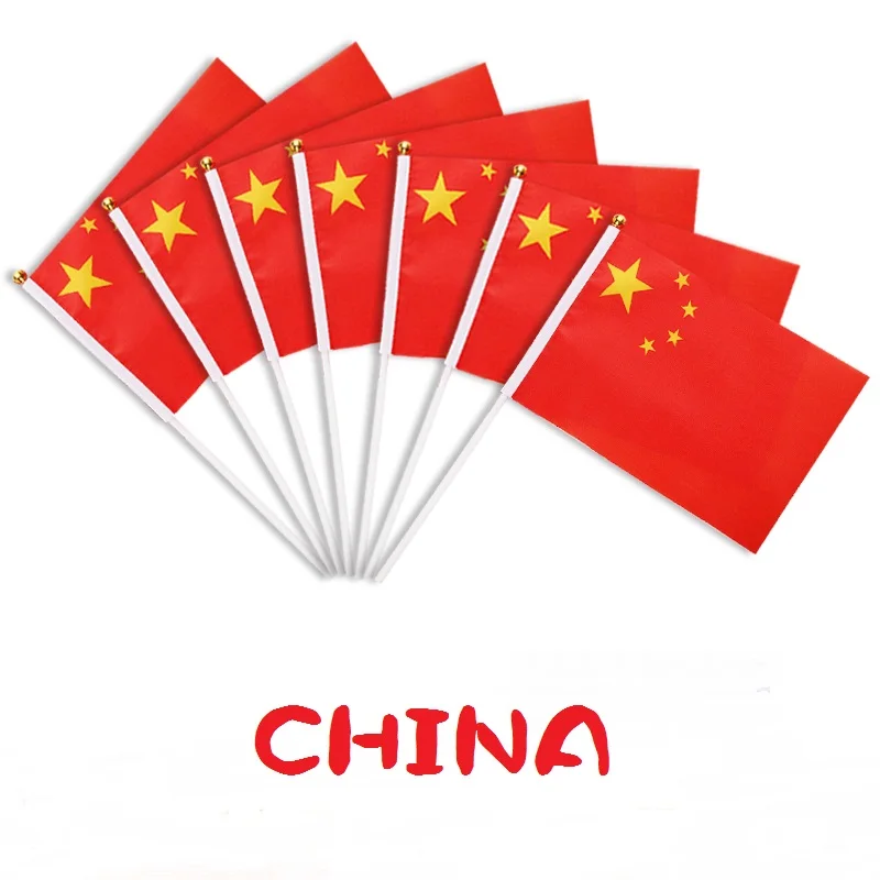 

Hot sell 14 x 21 cm hand waving Small size CHINA flag 10pcs/lot wholesale CHINESE Flag
