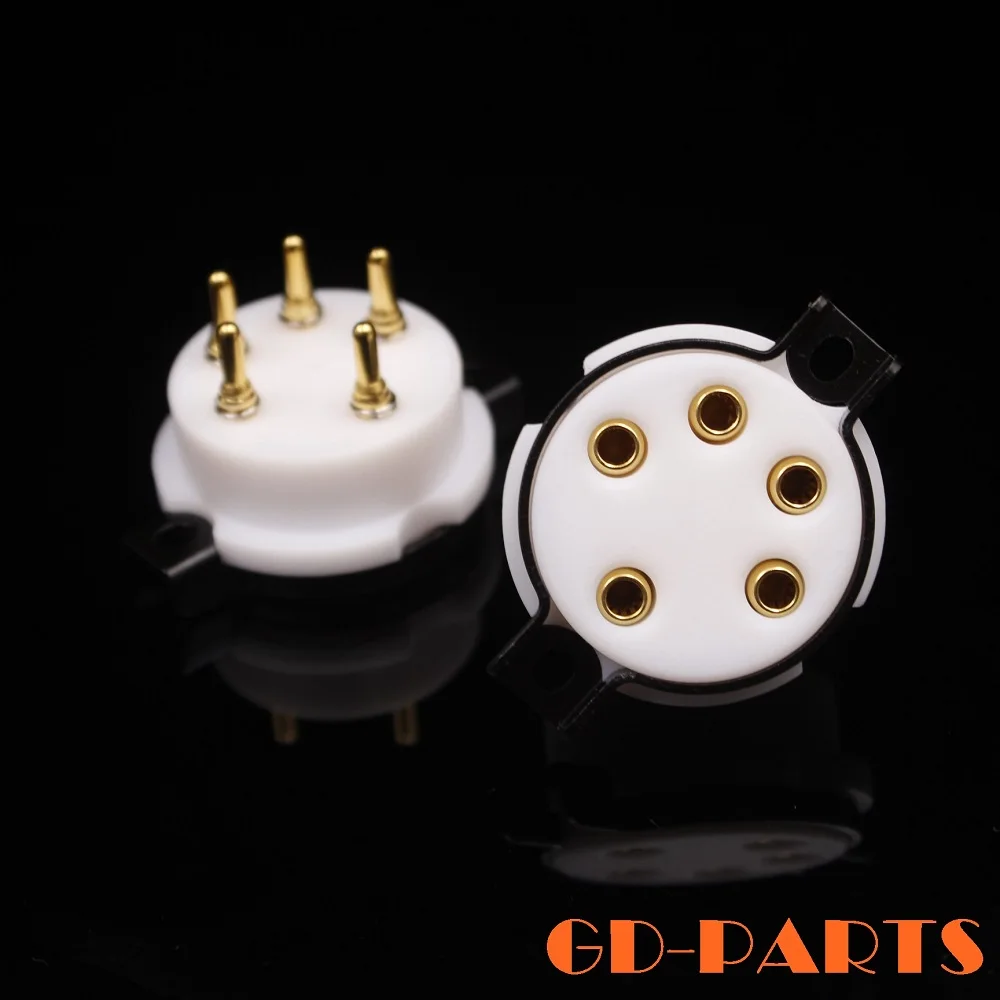 

EIZZ 5pin Teflon Vacuum Tube Socket Base For WE311 56 807 FU-7 WE272A FD422 24K Gold Plated Brass Pins 1PC