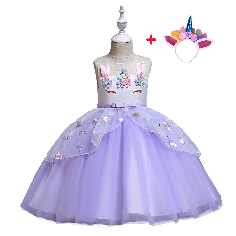

Girls Champagne Unicorn Tulle Birthday Party Dress for Girl Kids Summer Tutu Gown Princess Dresses Children Clothes 3-10 Y BW185