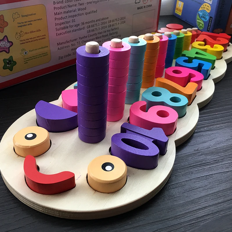 3 Style Wooden Montessori Materials Learning To Count Numbers Matching Digital Shape Match Early Education Teaching Math Toys