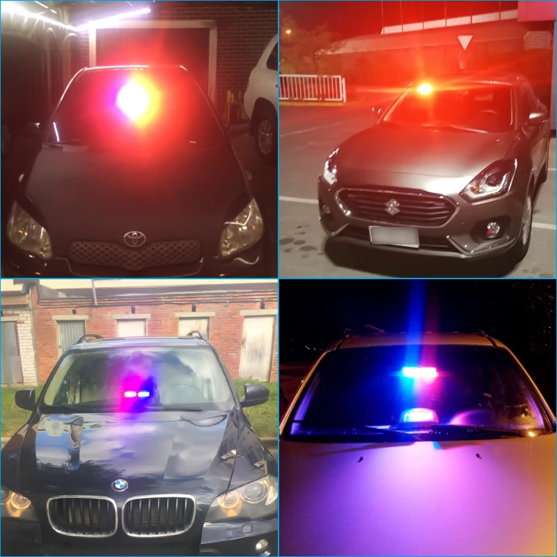 16 LED Red/Blue Car Police Strobe Flash Light Dash Emergency 18 Flashing Light Warning Lamp White Amber Red Blue Yellow