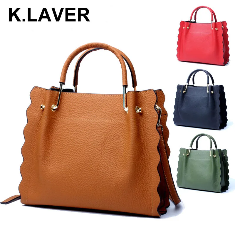 

K.LAVER Women Casual Tote Genuine Leather Handbag Bag Fashion Vintage Large Shopping Bag Designer Crossbody Shoulder Bags Female