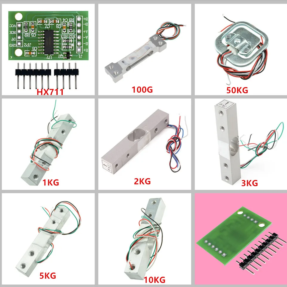 7 шт. 100 г 1кг 2кг 3кг 5кг 10кг 50кг человека весы средства ухода за кожей Тензодатчики сопротивления весовой датчик давления модуль HX711 AD Модуль