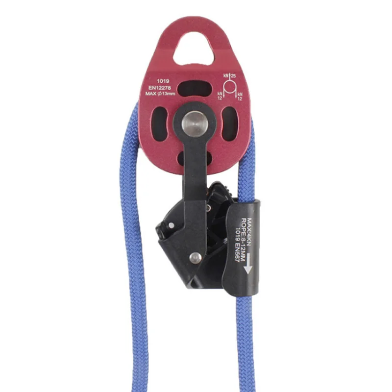 

Rock Climbing Equipment 25Kn Workload Rescue Speed Pulley Heavy Duty Rescue Single Swivel Rope Pulley Block Equipment