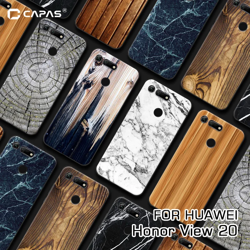 

For Huawei Honor View 20 Case Cover Soft TPU Silicone Wood Stone Patterned Phone Case Honor V20 Cover Slim Protective Shield