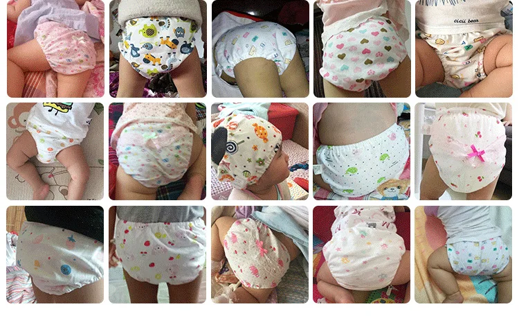 0-7 Years Toddler Baby Girls Boys Underwears Infants Cotton Training Pants Reusable Nappy Washable Diapers Cartoon Bread Panties