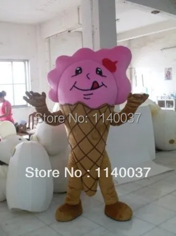 mascot Pink Icecream Mascot Costume Adult Size Sweet Dessert Food Ice Cream Mascotte Outfit Suit EMS