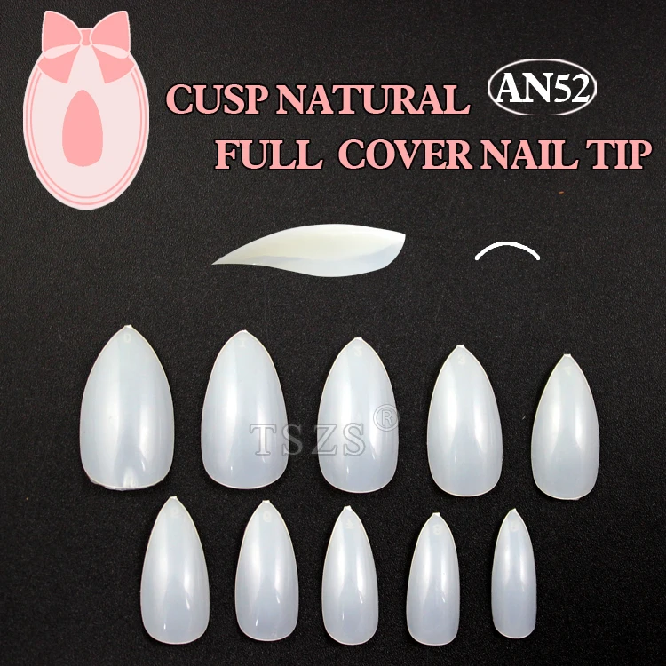 

1bags/lot 600pcs ABS women salon supplier Natural Oval Cusp Stilleto nail art tips full cover fake false free acrylic nails