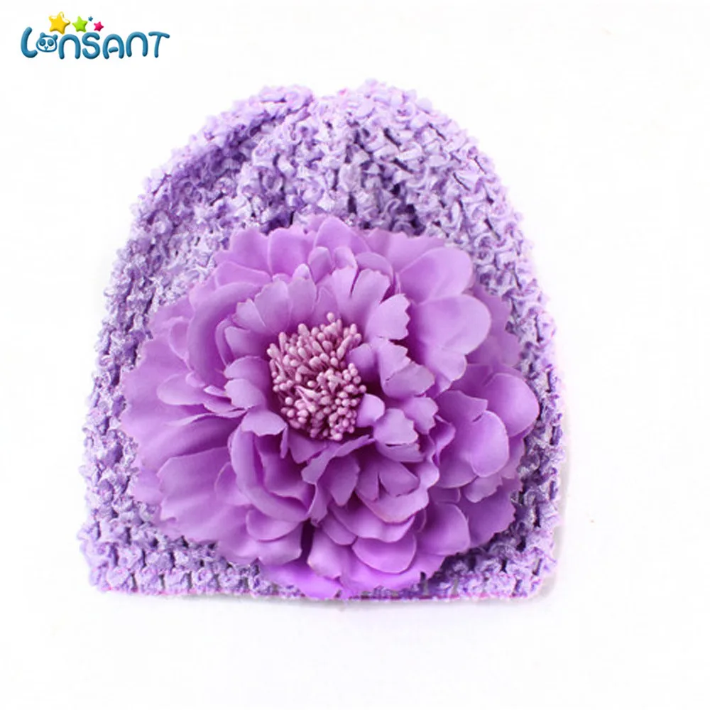 

LONSANT New Hot Baby Girl Autumn Newborn Baby Flower Cotton Hat Beanie Toddler Girls Photography Props