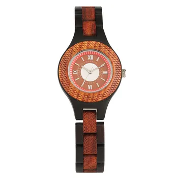 

Elegant Small Dial Wood Watch Women Quartz Thin Wooden Band Ladies Watches Bangle Red Color Fashion Female Clock Gift for Girl