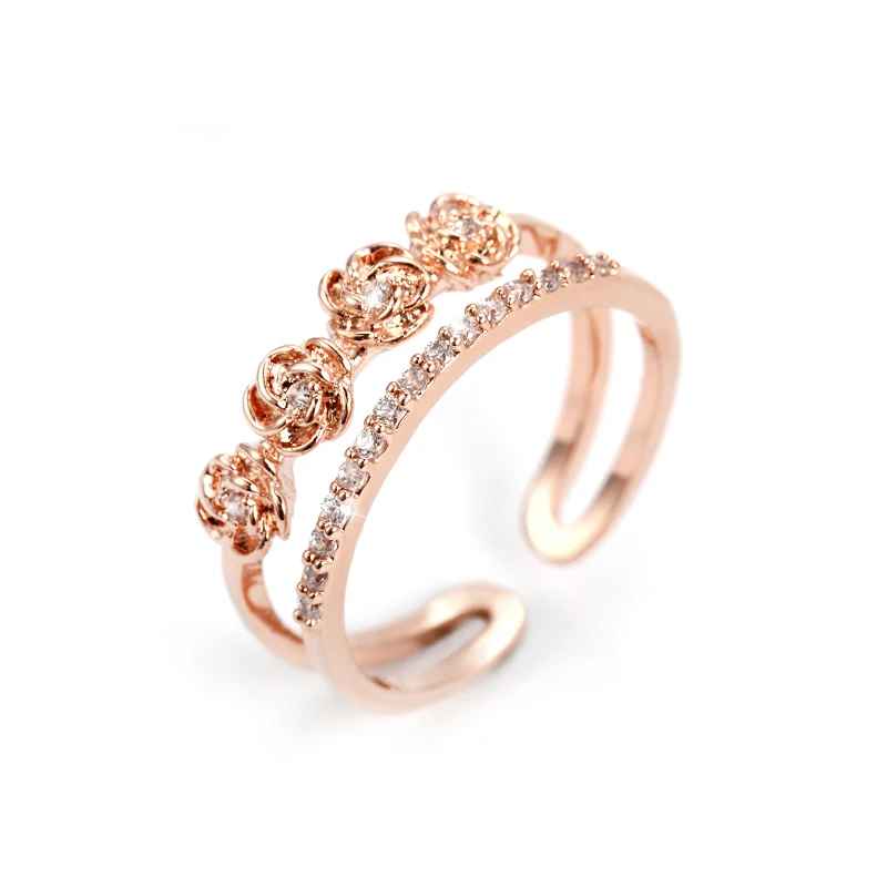 Цвета розового золота с сердечками Форма открытие Регулируемый указательный палец кольцо для Для женщин изысканный прекрасный