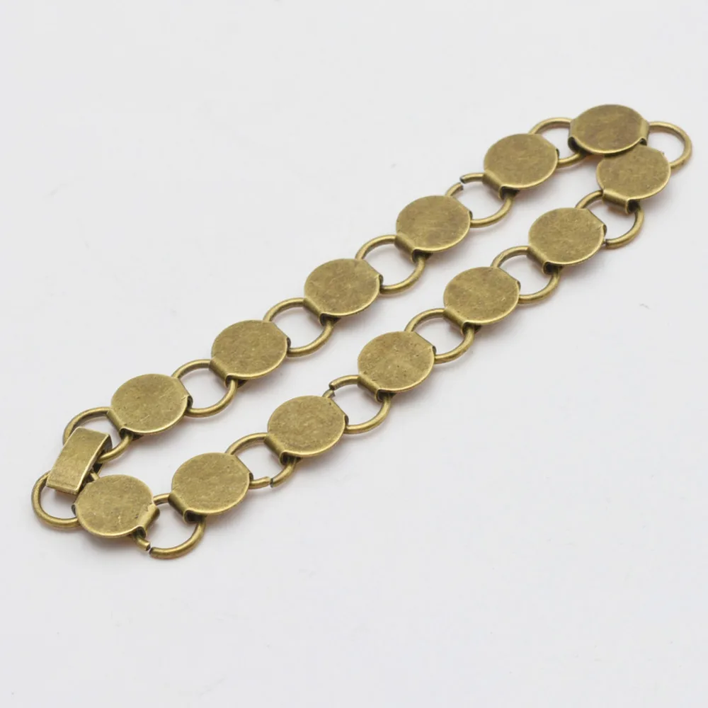 Браслет цепочка с 10 миллиметровым стеклянным кабошоном 22 см 1 шт.|bracelet with|chain