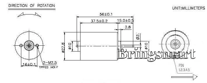 Bringsmart DC2838 12 В BLDC двигатель длительный срок службы 4000 об./мин высокоскоростной бесщеточный двигатель выходной сигнал шарикоподшипник низкий уровень шума для DIY