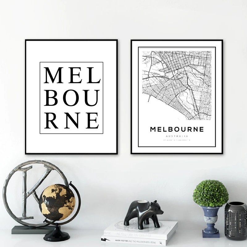 Melbourne Map Wall Art Prints