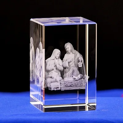 Candeeiros de Mesa de Cristal com Base de Luz de 4 Jesus Gravado Cristal Presentes Novelty Cores 3d 2 gifts novelties