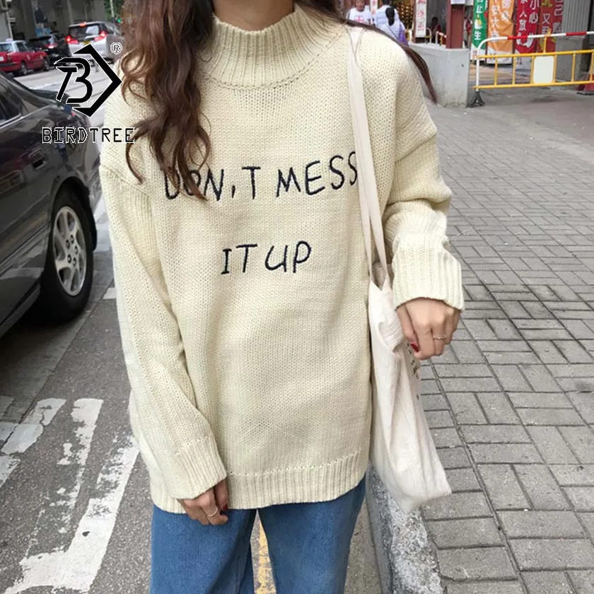 

2019 Chic Autumn Winter New Arrival Women's Pullovers Sweater Letter Design Full Sleeve Korean Fashion Casual Hot Sale T97321D