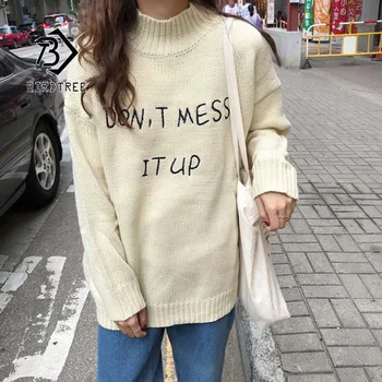 

2019 Chic Autumn Winter New Arrival Women's Pullovers Sweater Letter Design Full Sleeve Korean Fashion Casual Hot Sale T97321D