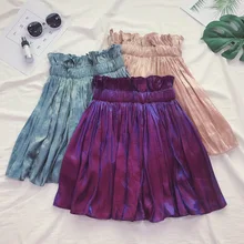 Новое поступление, летняя юбка с бутонами, свежая и милая стильная мини-юбка с высокой талией, женские плиссированные юбки, 4 цвета