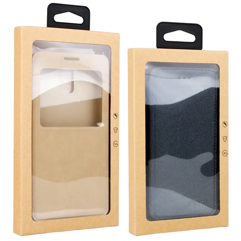 

200 pcs Wholesale High Quality Blank Kraft Paper Packaging With Plastic Window For Display phone case For meizu m3 note KJ-600