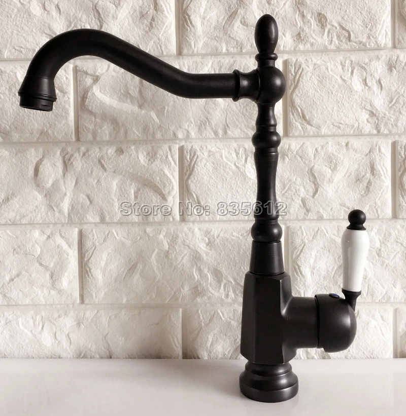  Black Oil Rubbed Bronze Faucet Ceramic Single Handle Kitchen Faucet Cold and Hot Water Sink Mixer W - 32819403616