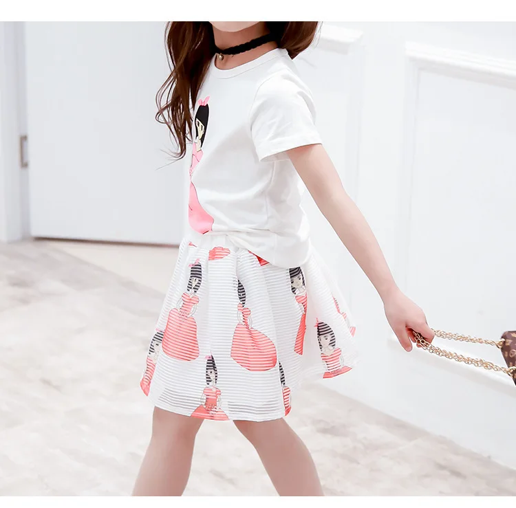 Aven Rabbit/Одежда для девочек детская одежда для маленьких девочек Летняя хлопковая футболка с короткими рукавами и платье комплект из 2 предметов