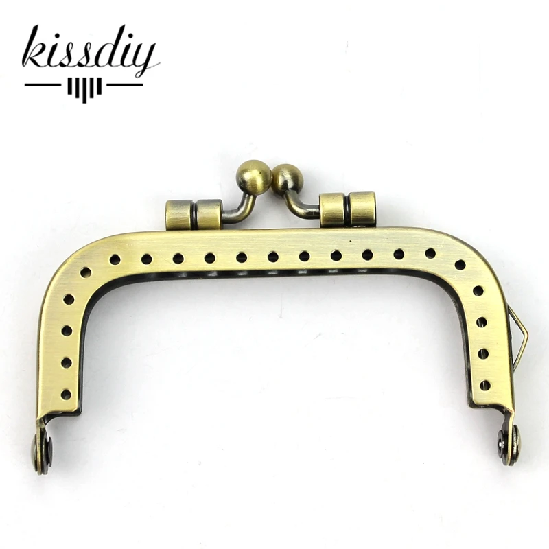 KISSDIY 20pcs/lot 7.5cm square Metal Purse Frame small size Antique bronze coin purse kiss clasp