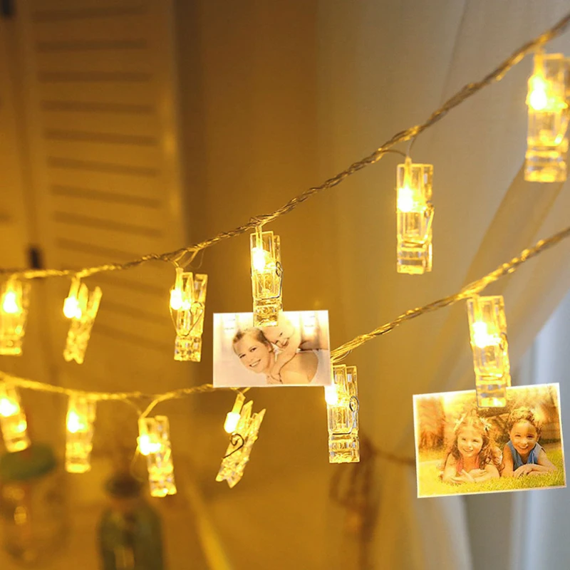 RGB LED Fairy String Light Xmas Holiday Decor 20 Leds Garland Photo Clip Strip Luminaria Festival New Year Wedding Lighting (1)