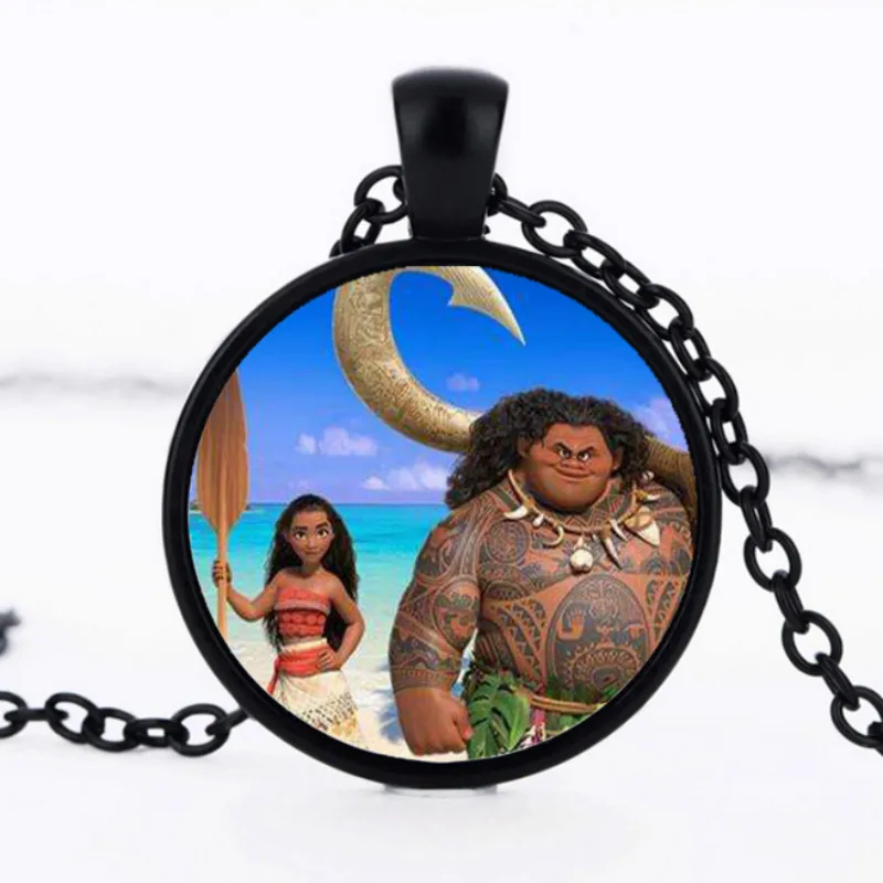 

1 Pcs Cartoon Princess Moana Baby Maui Necklace Pendant Silver Llavero Action Figure Model Toys for Children Gifts