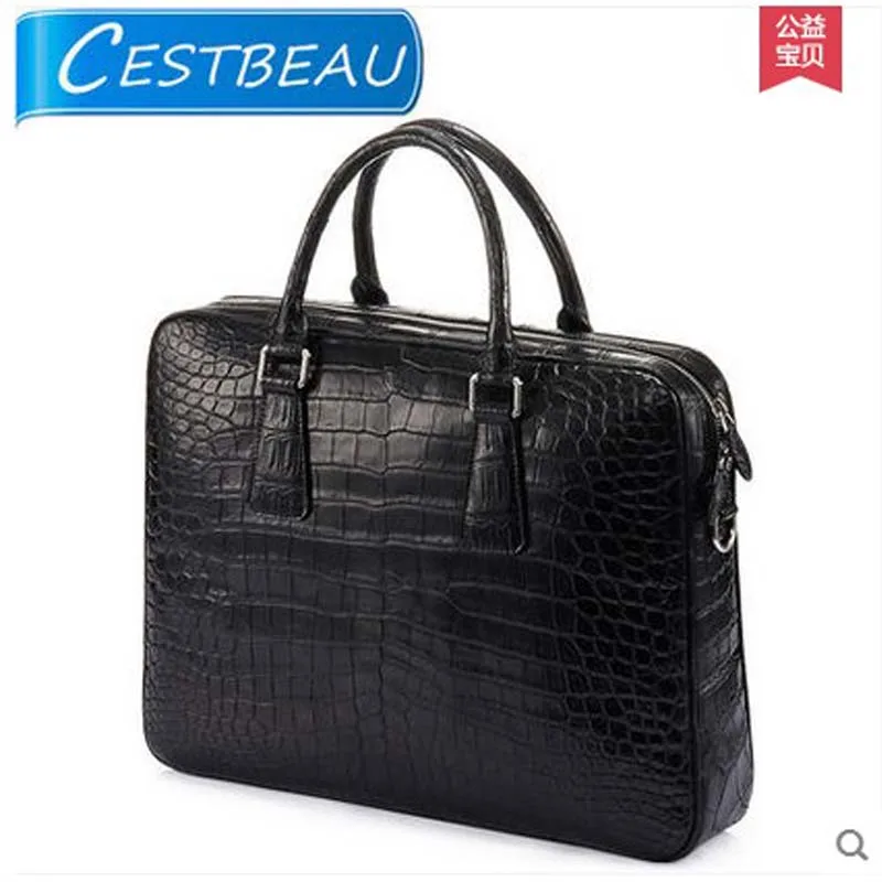 Cestbeau no splicing real crocodile belly man bag men handbag briefcase 2018 new business men bag with computer layer