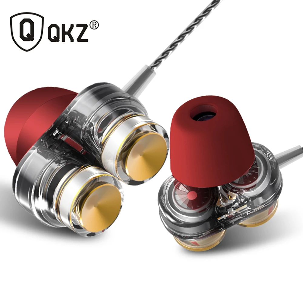 Оригинальные наушники QKZ KD7 с двойным драйвером микрофоном игровая гарнитура mp3 DJ