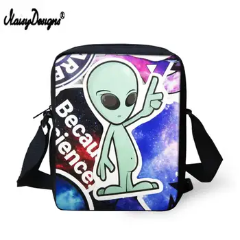 

Customzied Outdoor Mini Messenger Bags For Girls Children Alien Cool Designs Pattern DIY Printing Men's Beach Chain Storage Bags