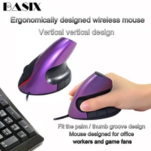BASIX Проводная вертикальная мышь, оптическая эргономичная мышь, Usb Проводная 5 кнопок с 1600 dpi, Игровые Мыши для ПК, ноутбука, компьютера, мыши