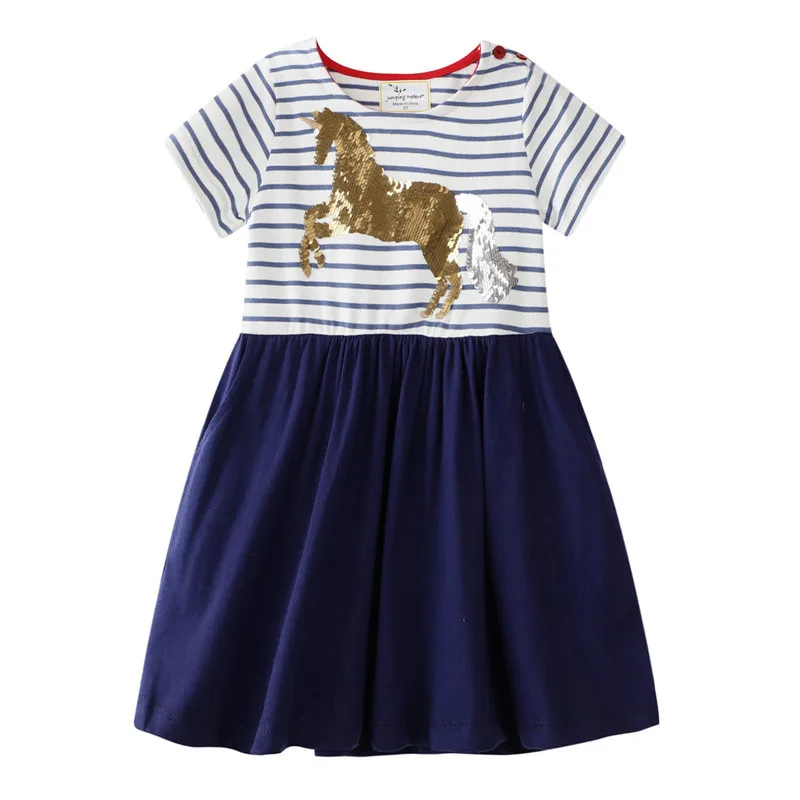 Girls Embroidered Unicorn Dresses Children Short Sleeve Vestidos Baby Girls Beach Clothes Dresses Summer Kids Dress For Girl (1)
