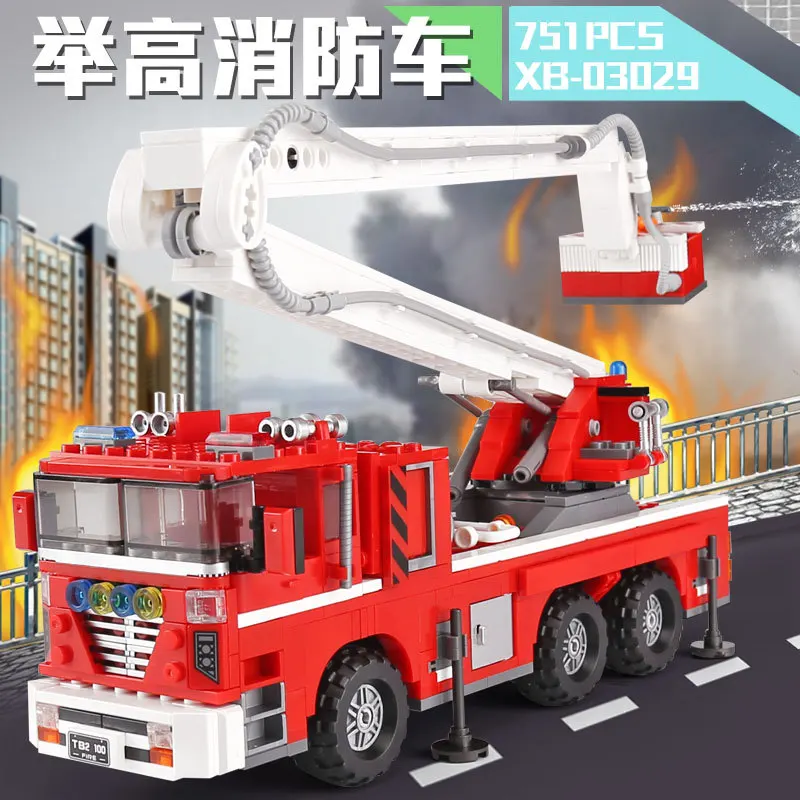 

New City Series the Elevating Fire Fighting Truck Car Building Blocks Compatible legoingly City Firefighter figures children Toy
