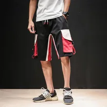 Летнее платье в китайском стиле с большим карманом мужские шорты Карго прилив бренд свободные шить лоскутное до колен свободные в стиле «хип-хоп» Шорты Для мужчин