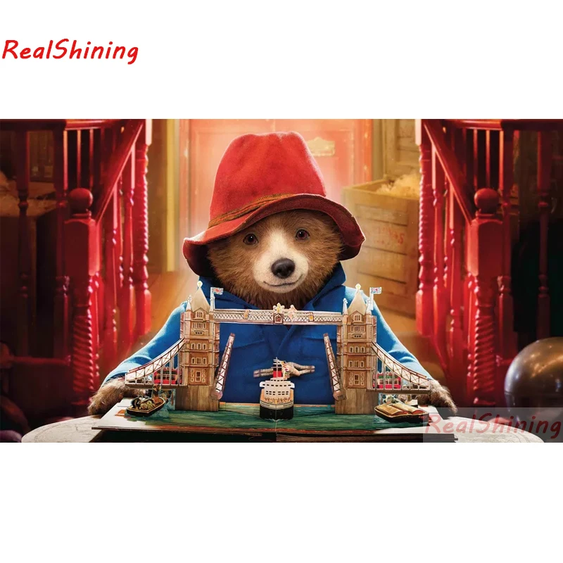 

5D Diy Diamond Painting Cross Stitch full Square Diamond Embroidery Paddington Bear picture for room Decor H1585