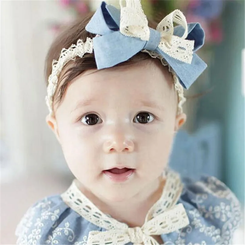 Sweet Girl Head Accessories Hairband Baby Bowknot Lace Headwear High