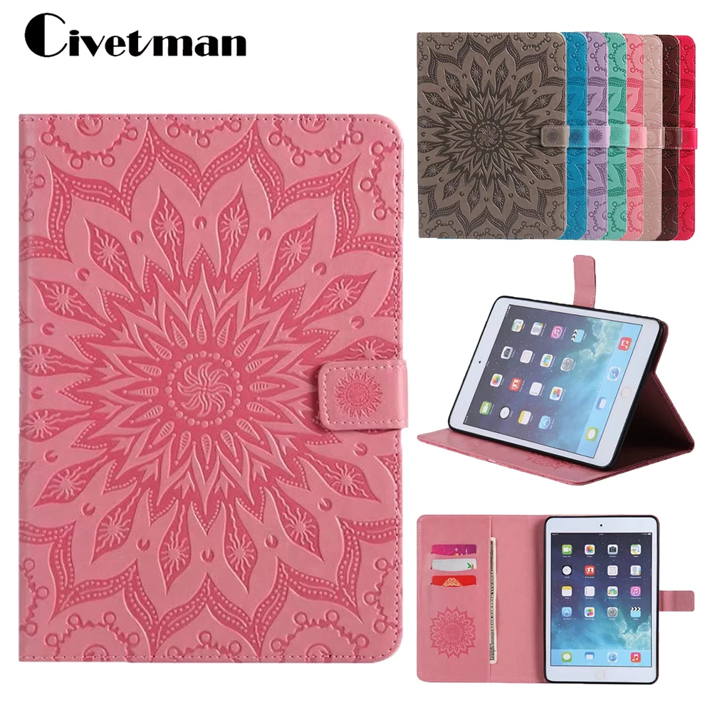 

For Funda IPad Mini 3 Case Heronsbill Embossed PU Leather Wallet Stand Case With Auto Wake/Sleep Smart Cover For IPad Mini 3 2 1