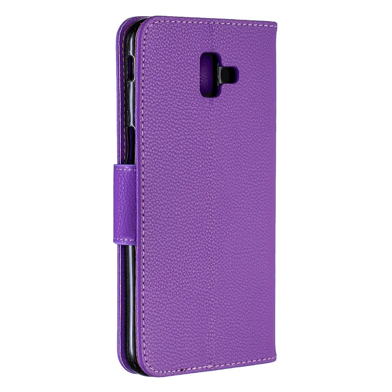 2019 الليتشي جلد الوجه حقيبة لهاتف سامسونج J6 زائد حالة J6 2018 J600 J601 كتاب المحفظة غطاء غالاكسي J4 2018 حالة J4 زائد J400 J415