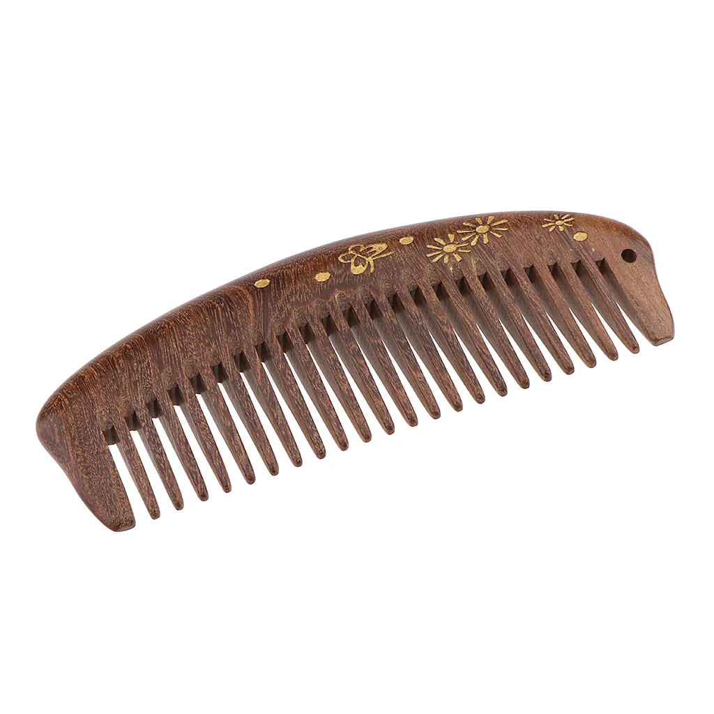MagiDeal Handmade Polish Natural Sandalwood Comb Scalp Massage Detangling Hair Brush Beard Mustache Grooming Brush Comb