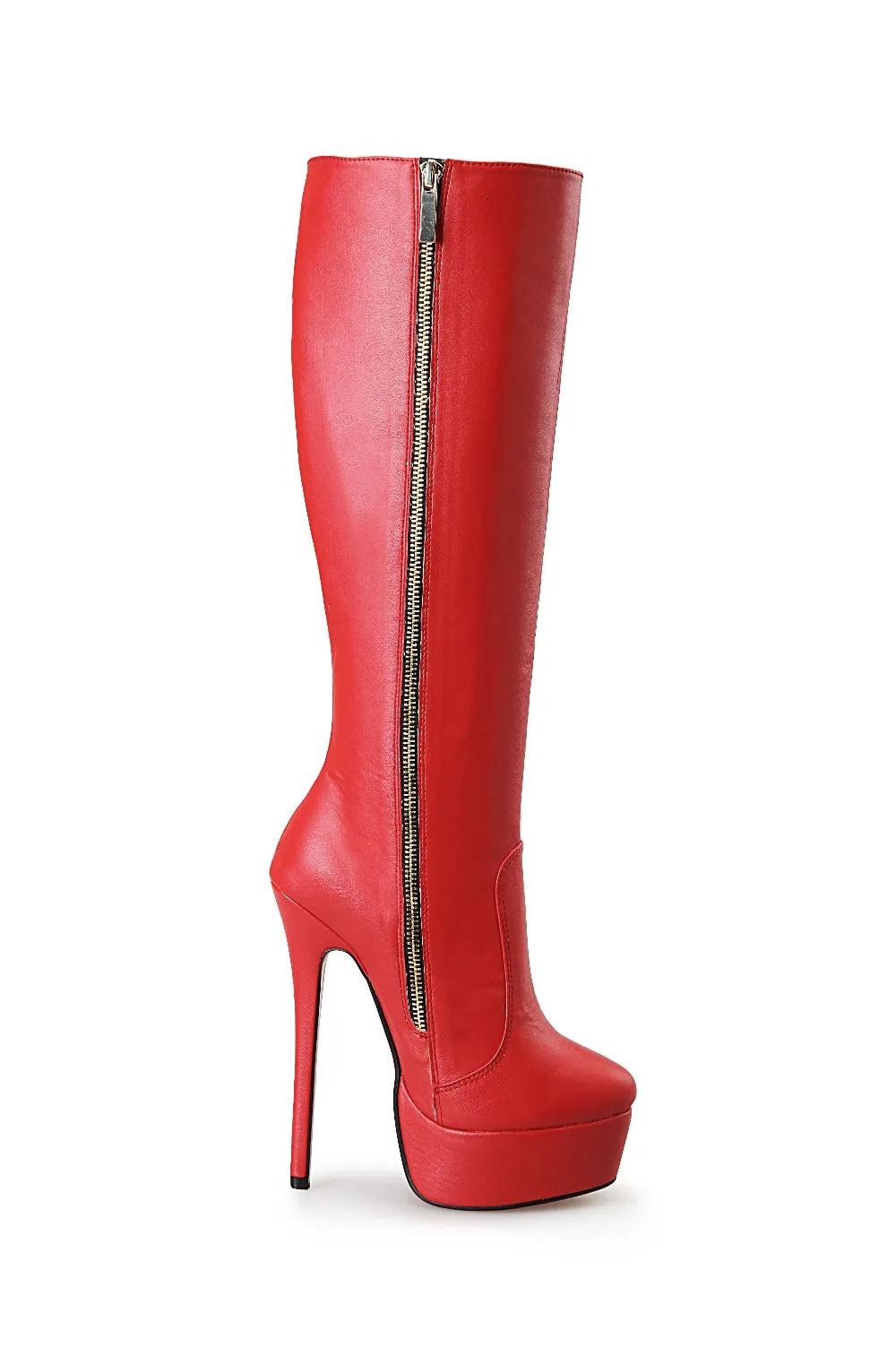 Весенне-осенние женские сапоги до колена на тонком каблуке 16 см туфли-лодочки на платформе женские модные ботинки для показа размера плюс: 40-46, 47, 48