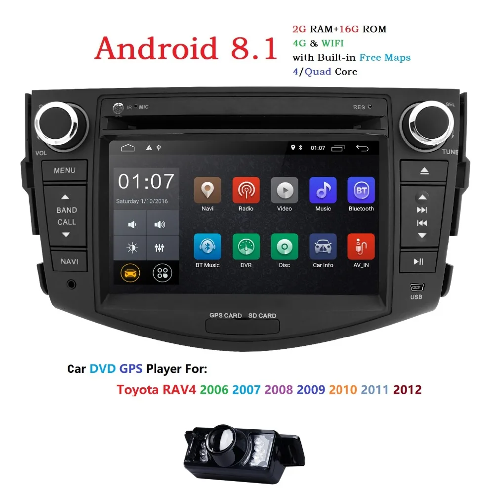 

7" Android 9.0 Car GPS Radio Player for Toyota RAV4 RAV 4 2006-2012 QuadCore 2GB+16GB Auto Multimedia DVD DVR RDS DAB TPMS WIFI