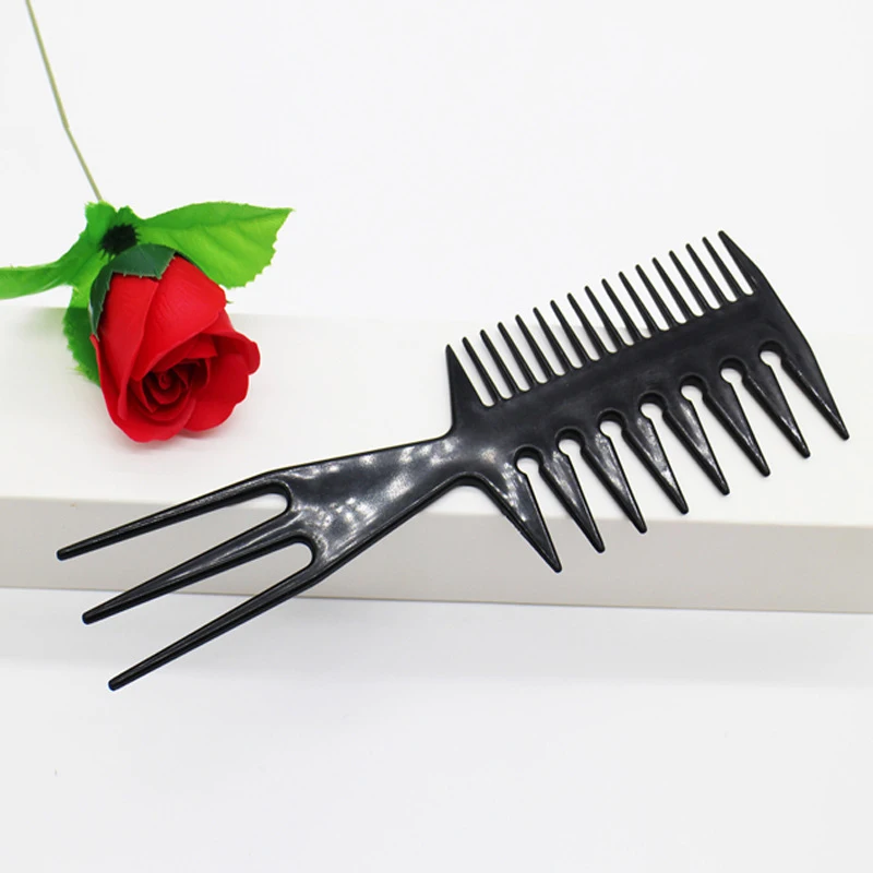 

Dropship Black Color 3 Way Large Wide Tooth Comb Salon Afro Hair Pick Brush Comb Hairdressing Hair Styling Comb Braid Tool