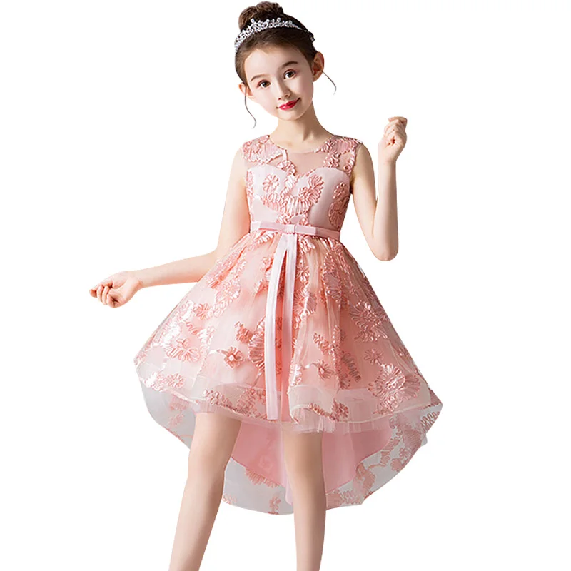 Детское платье принцессы для девочек от 3 до 12 лет; вечерние карнавальные костюмы на Пасху; детское свадебное платье «Ласточкин хвост»; элегантное платье русалки для маленьких девочек - Цвет: pink