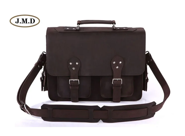 Ausgezeichnete Jmd Leder Kapazität 7145r Echtem Herrenmode Dark Dunkelbraun aktentaschen Laptop Schultertasche Handtasche Business Brown Große Rrn5fnAx