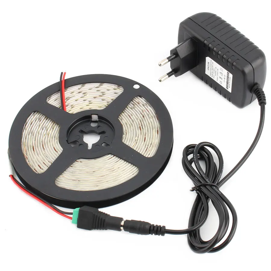 Led Strip Light With Plug RGB led strip 12v 2835 Not Waterproof and Power Adapter DC 12V 1A US EU