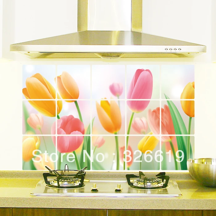 

Free shipping TL 202 PP made High temperature resistant at home wall stickers quality aluminum foil oil Large kitchen sticker