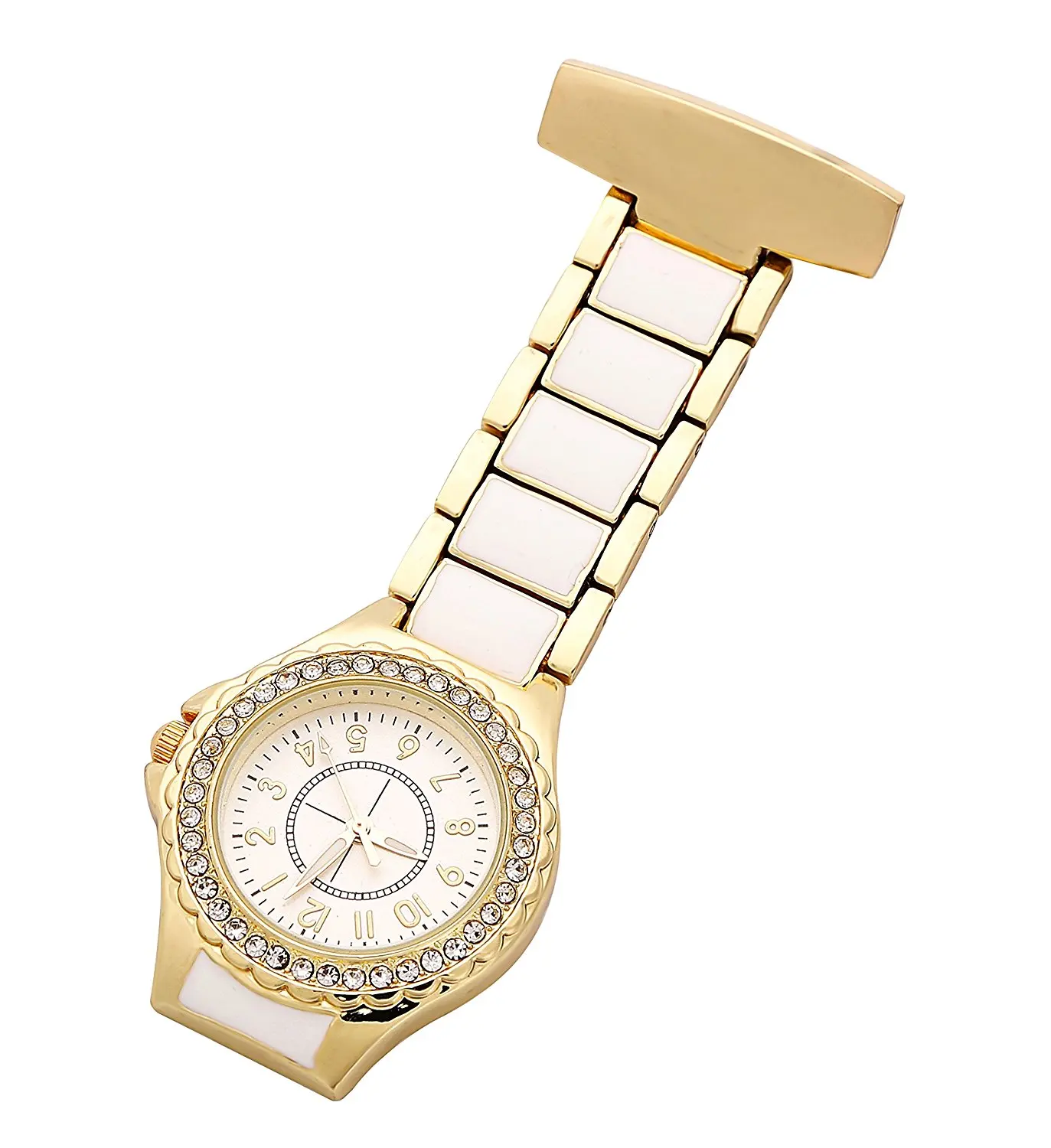 Женские часы медсестры с отворотом, блестящая СТРАЗА, ободок, кристалл, золотые карманные часы, аналоговые медсестры, женские элегантные