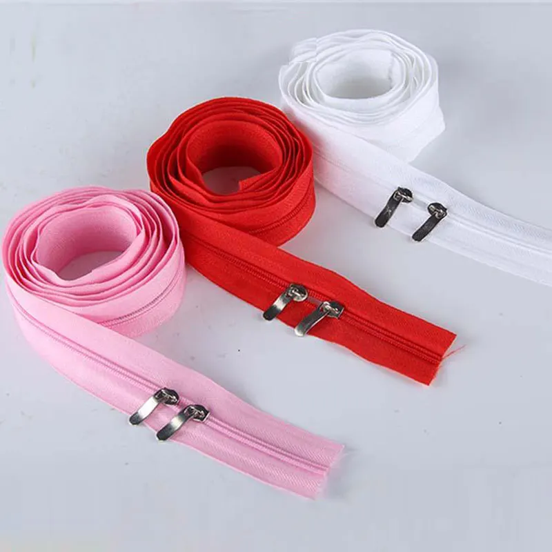 

3 pieces Double head zipper zipper 1.5 m bed linen quilt cover special long zipper pillowcase cushion 3 white red nylon zipper