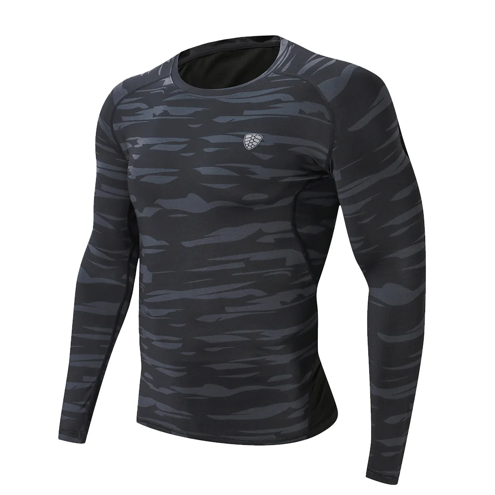 PRO Sport Shirt Men Camo Printed Long Sleeve Quick Drying Compression